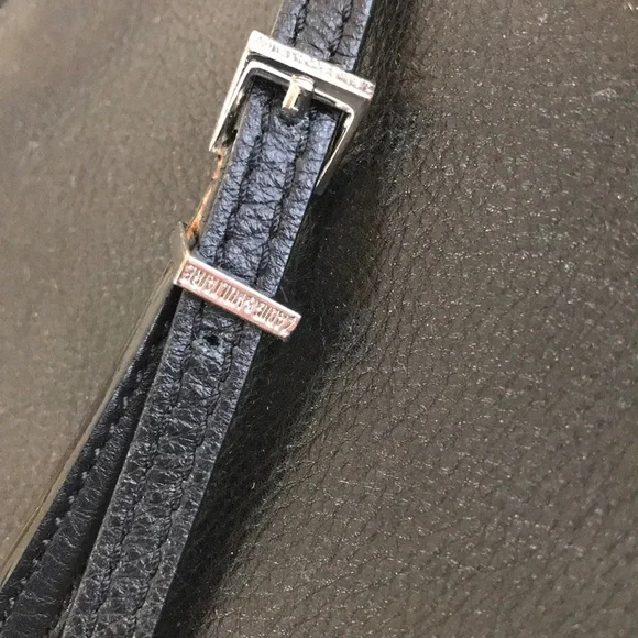 Zadig & Voltaire black leather crossbody bag silver wings logo 2 zipper pouches - Picture 2 of 8